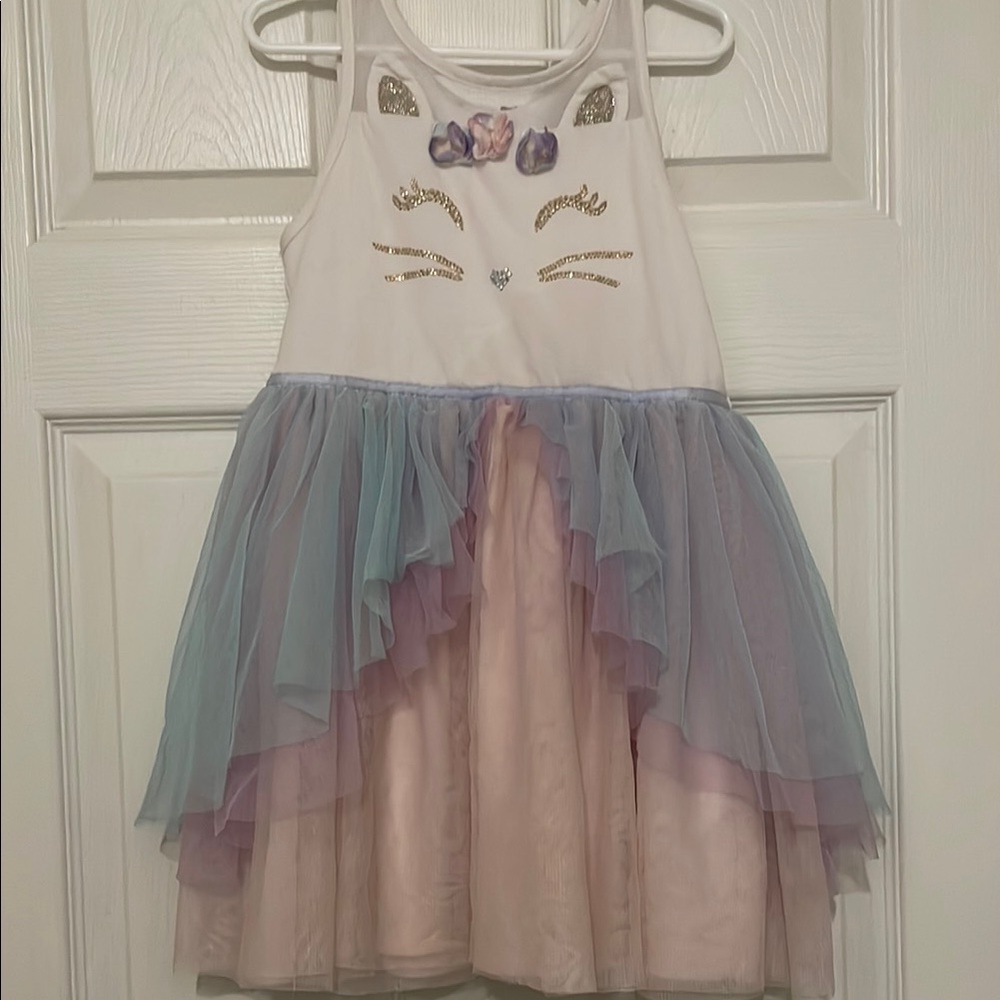 Girls Unicorn Dress with Tulle Skirt - No Tag - Size 5/6